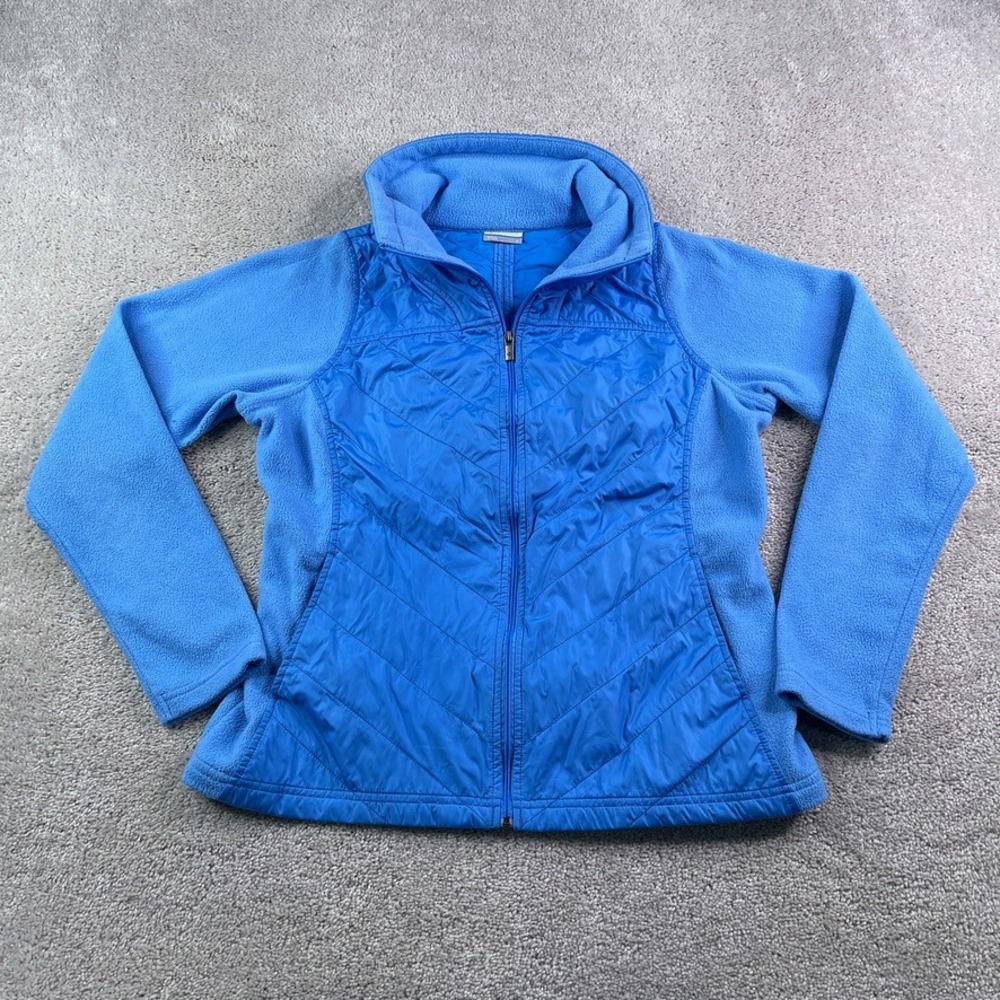 Columbia Jacket Womens Large Blue Mix It Around Quilted Fleece Full Zip Hiking